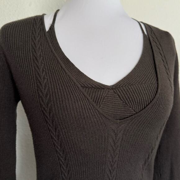 Favorite Daughter Sweater Knit Vneck Attached Bra‎ Halter Charcoal Gray Medium - Picture 4 of 11